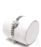 Bracelet argent dollar sablé épis gris vert
