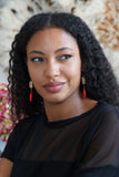 Boucles d’oreille en pierre Howlite rouge