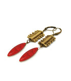 Boucles d’oreille en pierre Howlite rouge