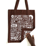 Tote bag "Love Babi" marron