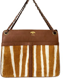 Sac à main bogolan zèbre moutarde cuir marron